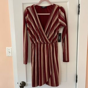 Lulu’s Red and Gold Long Sleeve Mini Dress, medium